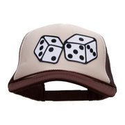 Large Dice Patched Two Tone Polyester 5 Panel Foam Front Mesh Back Cap