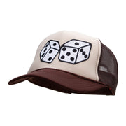 Large Dice Patched Two Tone Polyester 5 Panel Foam Front Mesh Back Cap