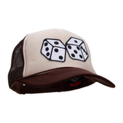 Large Dice Patched Two Tone Polyester 5 Panel Foam Front Mesh Back Cap