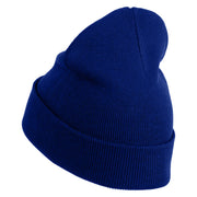 Double Cherries Fruit Iron on Patched 12 Inch Long Knitted Beanie - Royal OSFM