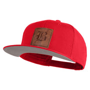 Old English B Faux Leather Patched Cotton Flat Bill Pro Cap - Red OSFM
