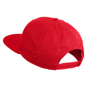 Old English B Faux Leather Patched Cotton Flat Bill Pro Cap - Red OSFM