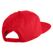 Old English B Faux Leather Patched Cotton Flat Bill Pro Cap - Red OSFM