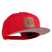 Old English B Faux Leather Patched Cotton Flat Bill Pro Cap - Red OSFM