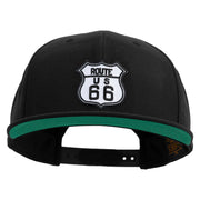 US Route 66 Patched Woold Blend Prostyle Snapback Cap - Black OSFM