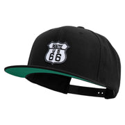 US Route 66 Patched Woold Blend Prostyle Snapback Cap - Black OSFM
