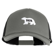 Papa Bear White Patched Summer Foam Mesh Trucker Cap - Grey Black OSFM