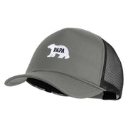 Papa Bear White Patched Summer Foam Mesh Trucker Cap - Grey Black OSFM
