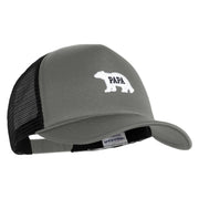 Papa Bear White Patched Summer Foam Mesh Trucker Cap - Grey Black OSFM