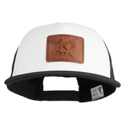 Artist Palette Faux Leather Patched Flat Bill Trucker Cap - White Black OSFM