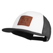Artist Palette Faux Leather Patched Flat Bill Trucker Cap - White Black OSFM
