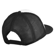 Artist Palette Faux Leather Patched Flat Bill Trucker Cap - White Black OSFM