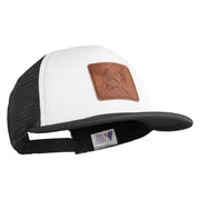 Artist Palette Faux Leather Patched Flat Bill Trucker Cap - White Black OSFM