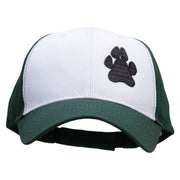 Animal Paw Print Patched Two Tone Cotton Twill Low Profile Strap Cap - Green-White OSFM