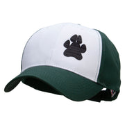 Animal Paw Print Patched Two Tone Cotton Twill Low Profile Strap Cap - Green-White OSFM