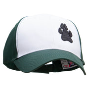 Animal Paw Print Patched Two Tone Cotton Twill Low Profile Strap Cap - Green-White OSFM