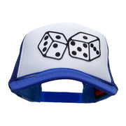 Large Dice Patched Two Tone Polyester 5 Panel Foam Front Mesh Back Cap