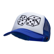 Large Dice Patched Two Tone Polyester 5 Panel Foam Front Mesh Back Cap