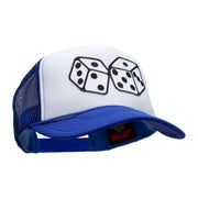 Large Dice Patched Two Tone Polyester 5 Panel Foam Front Mesh Back Cap