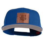 Old English B Faux Leather Patched Cotton Flat Bill Pro Cap - Royal OSFM
