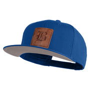 Old English B Faux Leather Patched Cotton Flat Bill Pro Cap - Royal OSFM