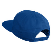 Old English B Faux Leather Patched Cotton Flat Bill Pro Cap - Royal OSFM