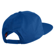 Old English B Faux Leather Patched Cotton Flat Bill Pro Cap - Royal OSFM