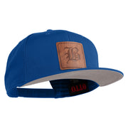 Old English B Faux Leather Patched Cotton Flat Bill Pro Cap - Royal OSFM