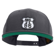 US Route 66 Patched Woold Blend Prostyle Snapback Cap - Dark-Grey OSFM
