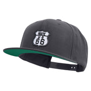 US Route 66 Patched Woold Blend Prostyle Snapback Cap - Dark-Grey OSFM