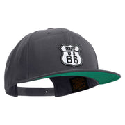 US Route 66 Patched Woold Blend Prostyle Snapback Cap - Dark-Grey OSFM