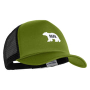 Papa Bear White Patched Summer Foam Mesh Trucker Cap - Cactus Black OSFM