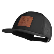 Artist Palette Faux Leather Patched Flat Bill Trucker Cap - Black OSFM