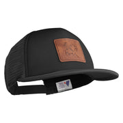 Artist Palette Faux Leather Patched Flat Bill Trucker Cap - Black OSFM