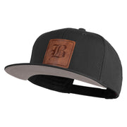 Old English B Faux Leather Patched Cotton Flat Bill Pro Cap - Grey OSFM