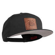 Old English B Faux Leather Patched Cotton Flat Bill Pro Cap - Grey OSFM
