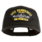 USS Pampanito SS-383 Submarine San Francisco Patched Solid Cotton Twill Mesh Prostyle Cap - Charcoal OSFM