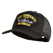 USS Pampanito SS-383 Submarine San Francisco Patched Solid Cotton Twill Mesh Prostyle Cap - Charcoal OSFM