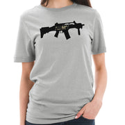 Army Gun Graphic Design Unisex Short Sleeve Cotton Jersey T-Shirt