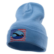 American Swimming Embroidered 12 Inch Long Knitted Beanie