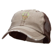 Mayan Dream Catcher Embroidered Low Profile Special Cotton Mesh Cap - Khaki-Brown OSFM