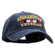 Afghanistan Veteran Ribbon Embroidered Washed Cotton Brass Buckle Cap