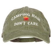 Camping Hair Don't Care Embroidered Washed Cotton Twill Cap