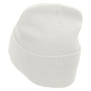 Plane Flight Embroidered 12 Inch Long Knitted Beanie - White OSFM