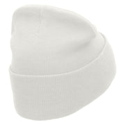 Plane Flight Embroidered 12 Inch Long Knitted Beanie - White OSFM