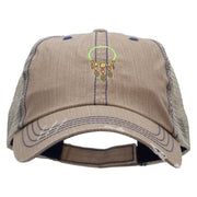 Mayan Dream Catcher Embroidered Low Profile Special Cotton Mesh Cap - Khaki OSFM