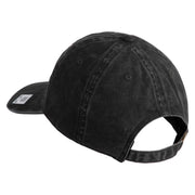 US Marines Retired Flag Design Embroidered Washed Solid Pigment Dyed Cotton Twill Brass Buckle Cap - Black OSFM