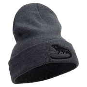 Iguana Embroidered 12 Inch Long Knitted Beanie - Heather-Charcoal OSFM