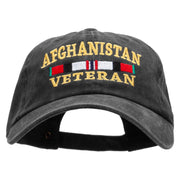 Afghanistan Veteran Ribbon Embroidered Washed Cotton Brass Buckle Cap