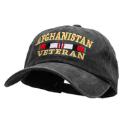 Afghanistan Veteran Ribbon Embroidered Washed Cotton Brass Buckle Cap